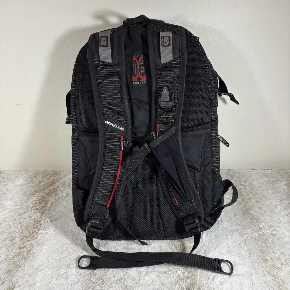 SwissGear Wenger Backpack Laptop Travel Bag Insulated Cooler Pocket Black Red